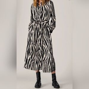 Massimo Dutti Zebra Print Tie At Waist Dress Size 6 (38)